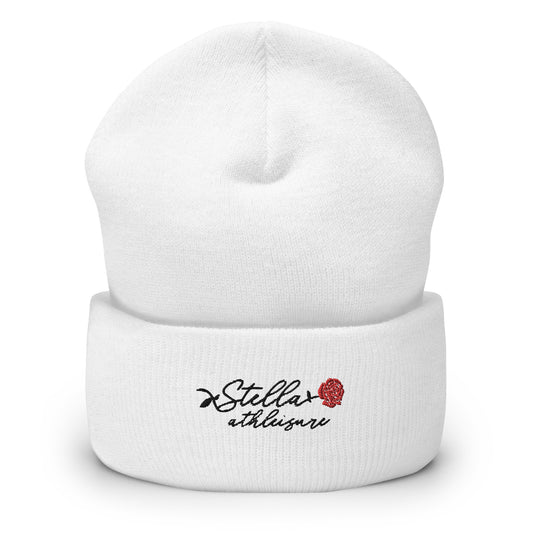 Stella Cuffed White Beanie